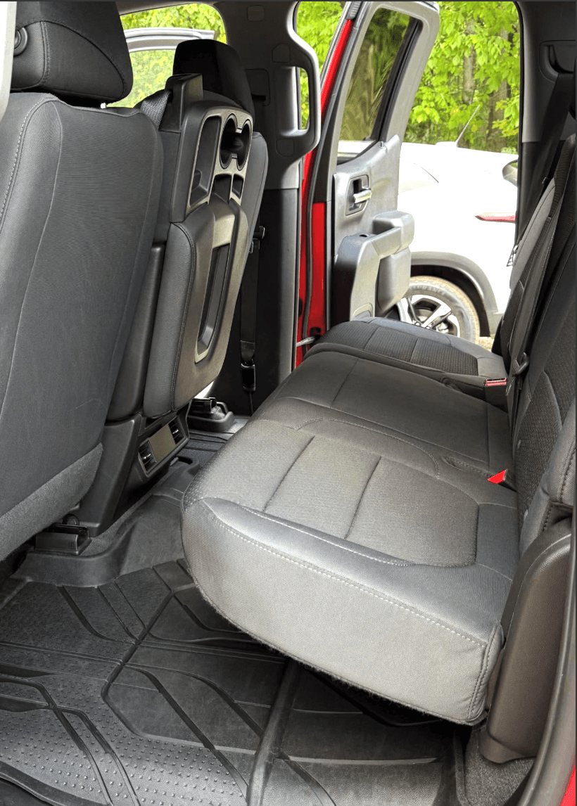 Truck rear leather seat cleaned during a full detail